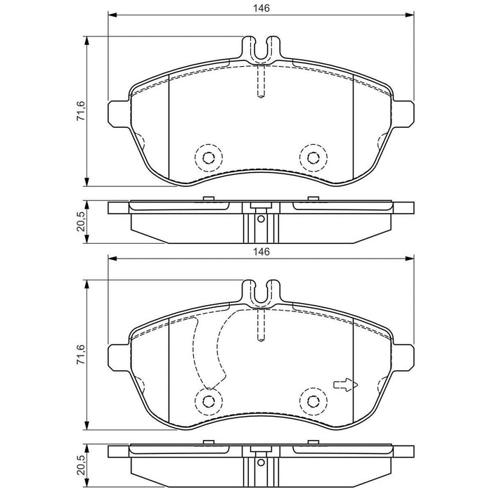 Bosch Brake Pad Set Bp1565 fits Mercedes-Benz C C220 CDi|CDi BlueEFFICIENCY - 2.