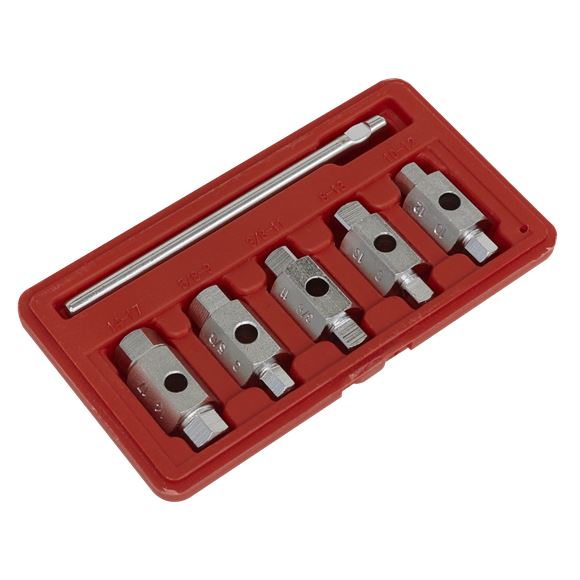 Sealey 6pc Double End Drain Key Tool Set Engine Gearbox Sump Plug in Case Sealey  - Dynamic Drive