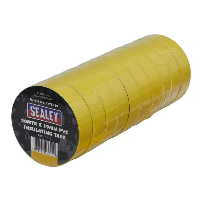 Sealey PVC Insulating Tape 19mm x 20m Yellow Pack of 10 ITYEL10