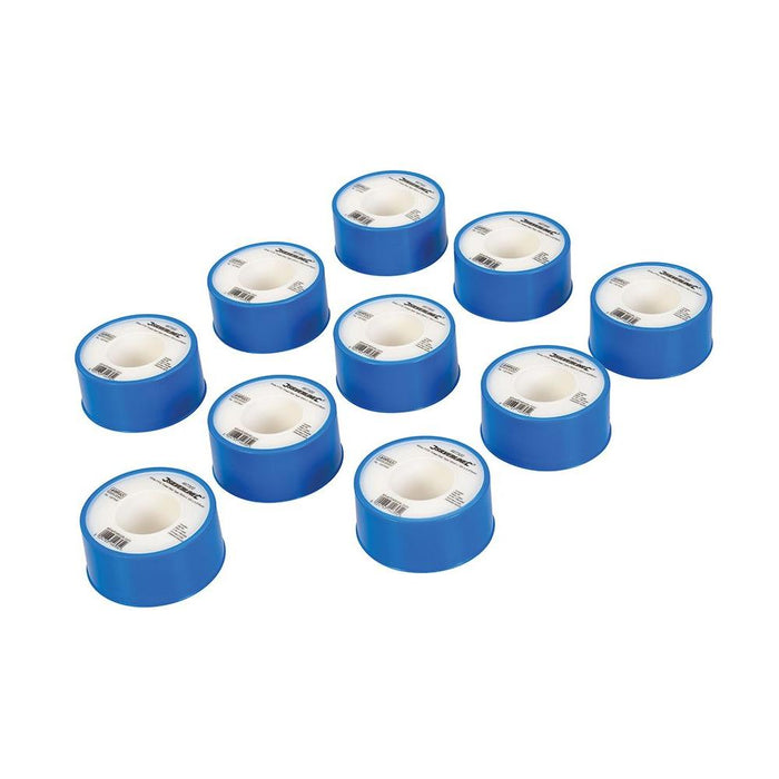 Silverline White PTFE Thread Seal Tape 10pk 19mm x 12m Silverline  - Dynamic Drive