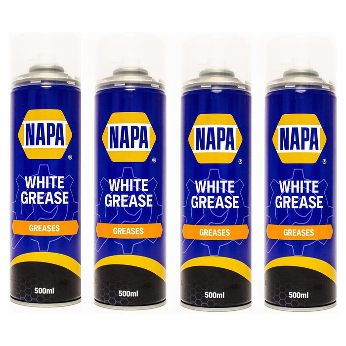 4x NAPA High Performance White Lithuim Grease 500ml Lubrication Spray Aerosol Napa  - Dynamic Drive