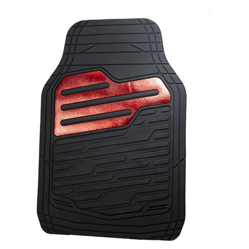 Heavy Duty Rubber Floor Mats Set with Red Fits Nissan Almera Note Pixo Qashqai UKB4C  - Dynamic Drive