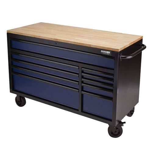 Draper BUNKER Workbench Roller Tool Cabinet, 10 Drawer, 56", Blue 08237 Draper  - Dynamic Drive