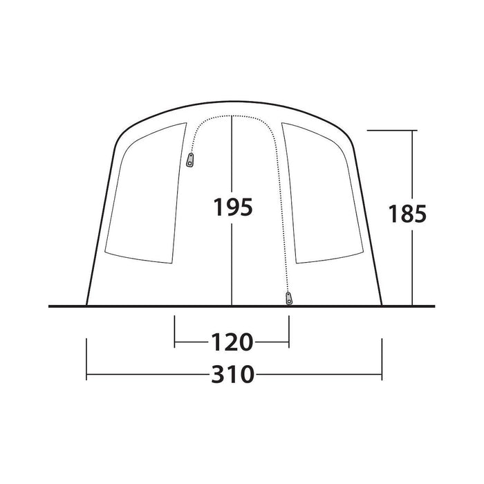 Outwell Moonhill 5 Berth Air Tent Three Room Tunnel Inflatable Tent Outwell  - Dynamic Drive