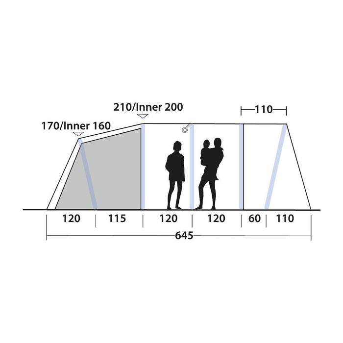 Outwell Stonehill 5 Berth Air Tent Four Room Tunnel Inflatable Tent Outwell  - Dynamic Drive