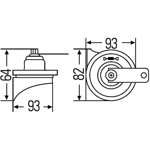 Hella Trumpet Horn TE16 12V 110dB(A) Kit 3FH 007 728-831 Hella  - Dynamic Drive