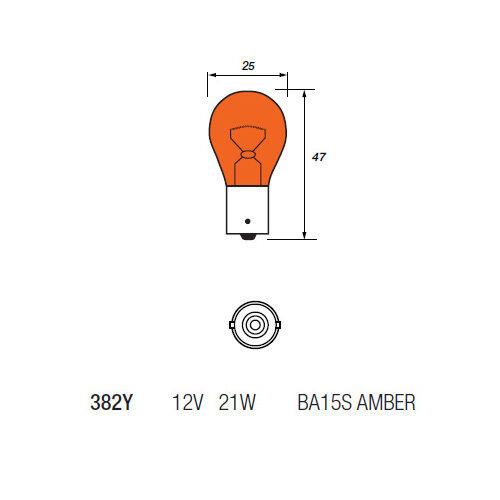 Autolamps 382Y P21W BA15S Amber Orange Indicator Car Light Bulb 343 12v 21w UKB4C  - Dynamic Drive