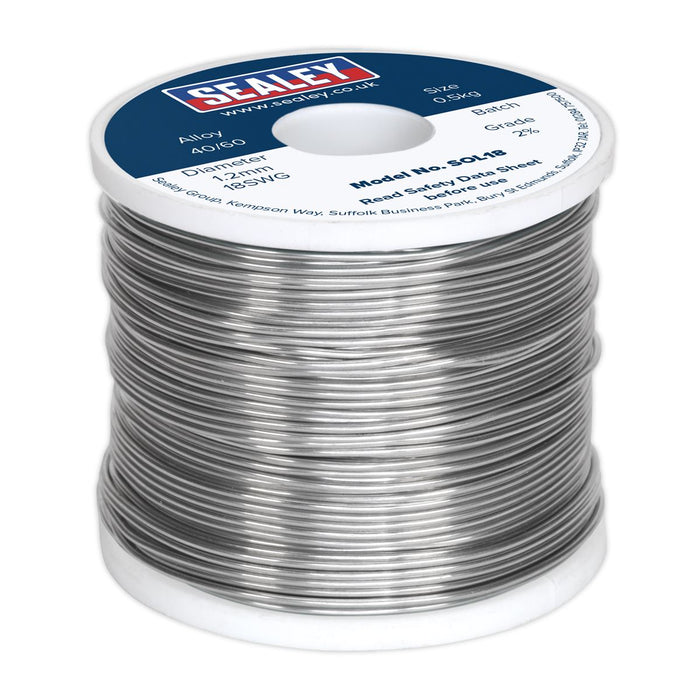 Sealey Solder Wire Quick Flow 1.2mm/18SWG 40/60 0.5kg Reel SOL18