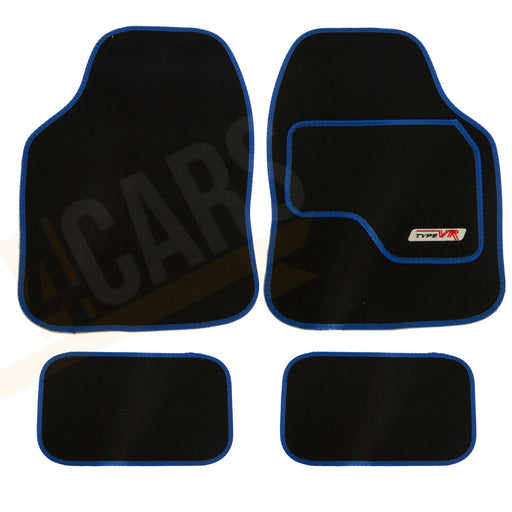 4 x Black Carpet Floor Mats with Blue Trim fits Vectra Zafira Tigra UKB4C  - Dynamic Drive