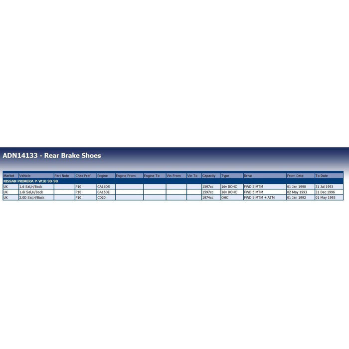 Blue Print ADN14133 Brake Shoe Set