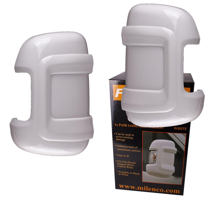 Falcon Motorhome Mirror Protectors Guards White fits Fiat Ducato Peugeot Boxer