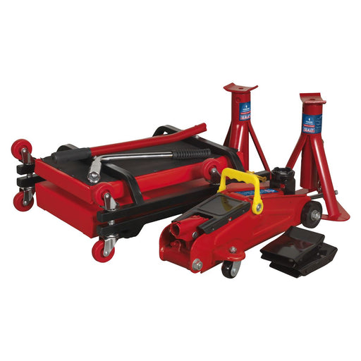 Sealey Lifting Kit 5pc 2 Tonne (Inc Jack AXLe Stands Creeper Chocks & Wrench) Sealey  - Dynamic Drive