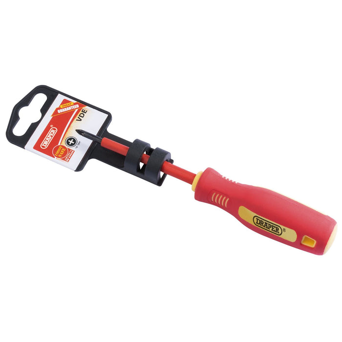 Draper Fully Insulated Soft Grip Cross Slot Screwdriver, No.0 x 75mm 46527 Draper  - Dynamic Drive