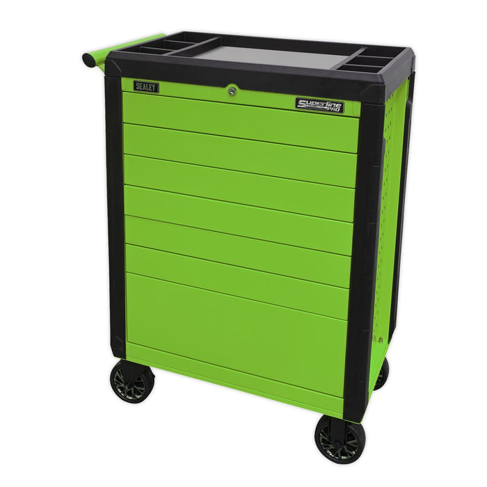 Sealey Rollcab 7 Drawer Push-To-Open Hi-Vis Green APPD7G Sealey  - Dynamic Drive