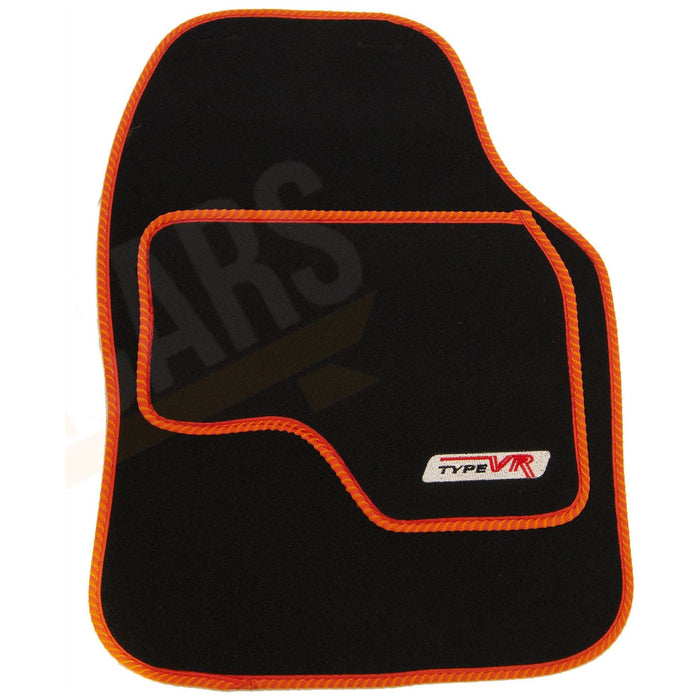 4 x Black  Carpet Floor Mats w Orange Trim fits Peugeot 106 107 108 206 207 208 UKB4C  - Dynamic Drive