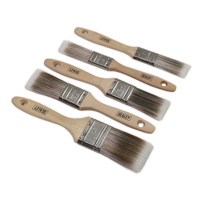 Sealey Wooden Handle Paint Brush Set 5pc SPBS5W Sealey  - Dynamic Drive