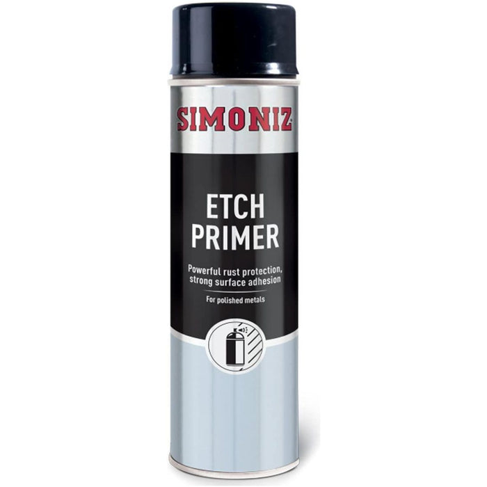 4x Simoniz Etch Primer Car Spray Polished Metal Paint Rust Protection Aerosol 500ml