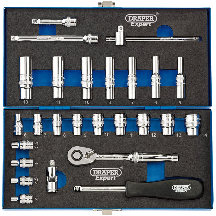 Draper Metric Socket Set, 1/4" Sq. Dr. (26 Piece) 16476 Draper  - Dynamic Drive