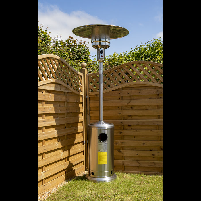 Dellonda 13kW Stainless Steel Commercial Gas Outdoor Garden Patio Heater Wheels