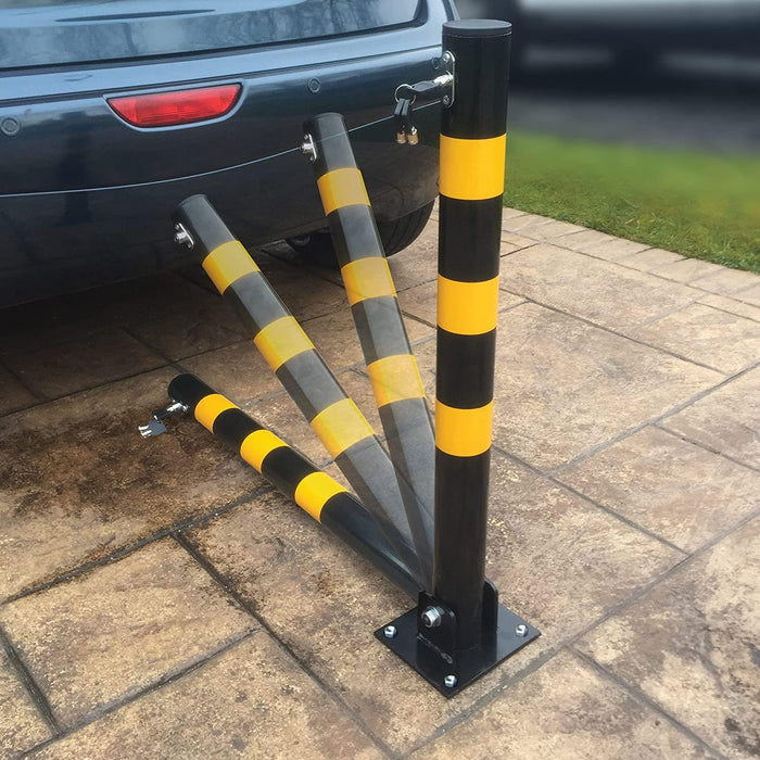 2x Round Heavy Duty Folding Bolt Down Security Parking Post Bollard Driveway Streetwize  - Dynamic Drive