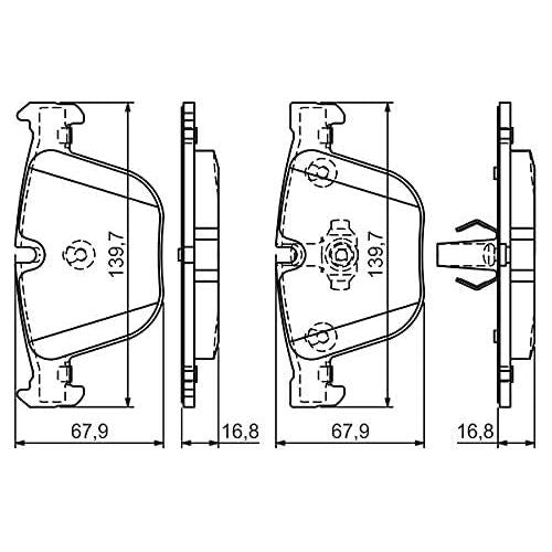 Bosch Brake Pad Set Bp1206 fits BMW 5 520d Gran Turismo - 2.0 - 12-17 0986494294