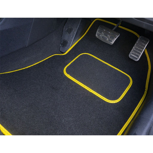 Tailored Yellow Trim Carpet Mats fits for Skoda Fabia 15-18 + Clips 15 16 17 18 UKB4C  - Dynamic Drive