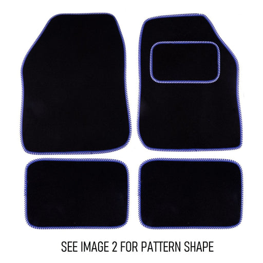 Tailored Blue White Trim Carpet Mats fits Citroen C1 14-18 + Clips 14 15 16 17 18 UKB4C  - Dynamic Drive