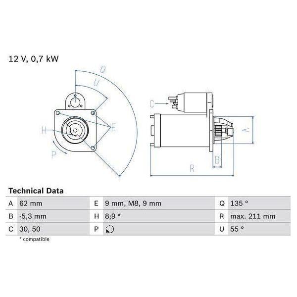 Bosch Reman Starter Motor 1793 0986017930 Bosch  - Dynamic Drive