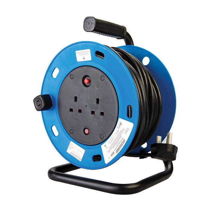 Powermaster Cable Reel Freestanding 13A 230V 2-Gang 25m PowerMaster  - Dynamic Drive