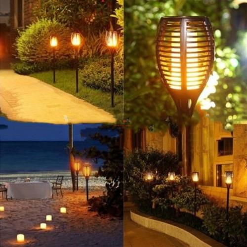 2 x 4 LED Flame Solar Torch Light Waterproof Flickering Dancing Path Garden Lamp UKB4C  - Dynamic Drive