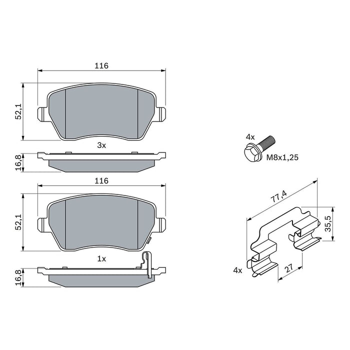 Genuine Bosch Brake Pad Set Bp1071 fits Suzuki Swift - 1.3 - 05-12 0986494160