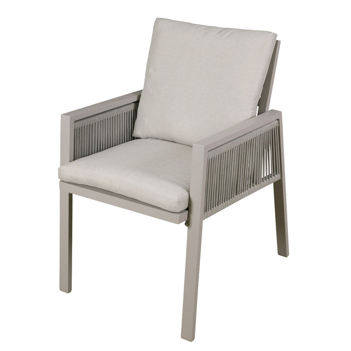 Dellonda Set of 6 Fusion Garden/Patio Dining Chairs with Armrests - Light Grey