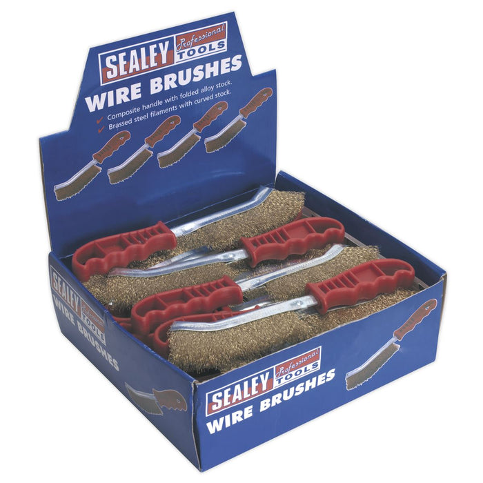 Sealey Wire Brush Brassed Steel Plastic Handle Display Box of 24 WB05DB24 Sealey  - Dynamic Drive