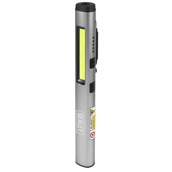 Sealey Penlight Torch with UV 5W COB & 3W SMD LED with Laser Pointer Rechargeabl