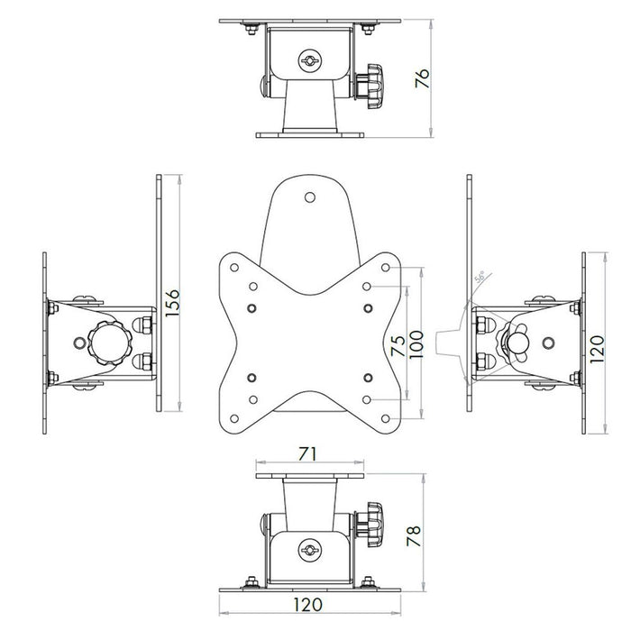 LCD TV Tilting Bracket (Wall Mount) for RVs Nova  - Dynamic Drive