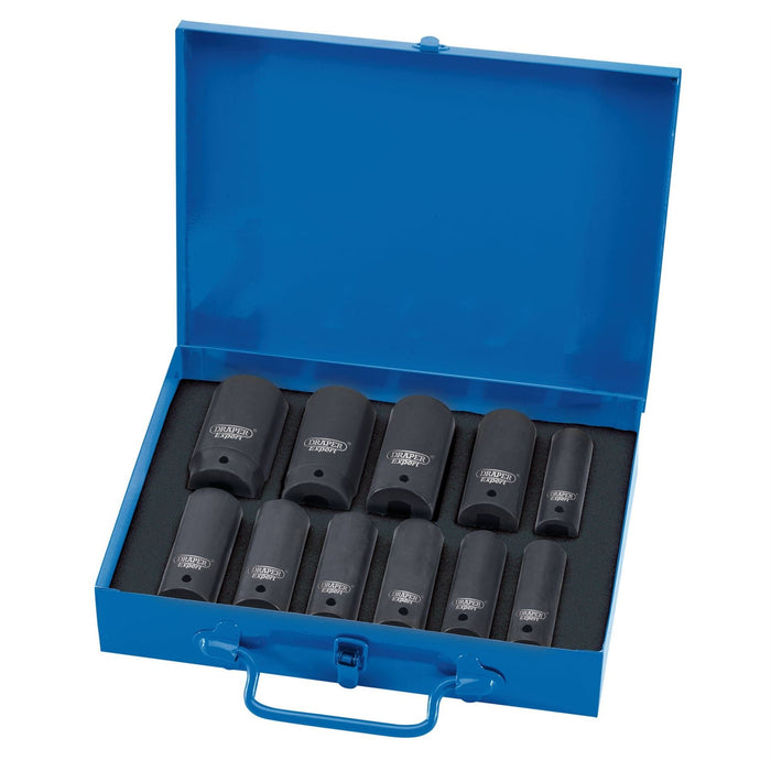 Draper Expert HI-TORQ 6 Point Metric Deep Impact Socket Set, 1/2" Sq. Dr. (11 Pi