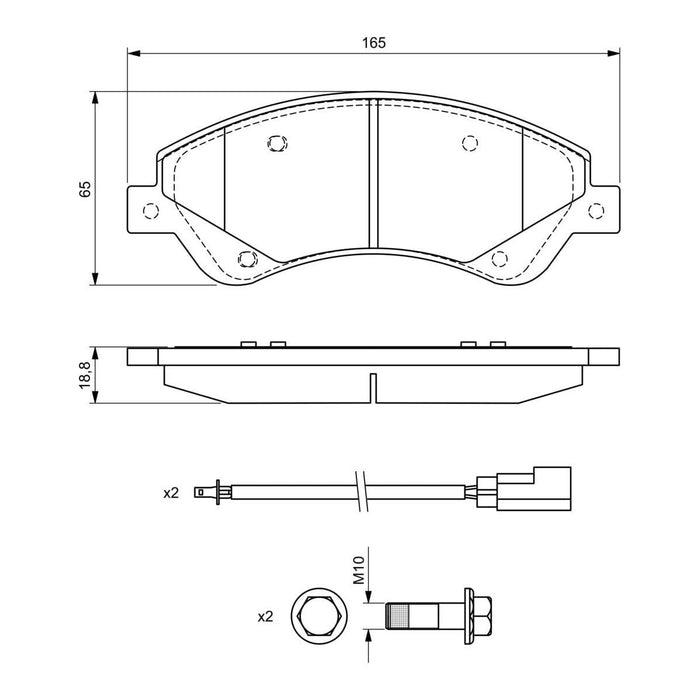 Genuine Bosch Brake Pad Set Bp1171 fits Ford Transit 280 TDCi - 2.2 - 06-14 0986