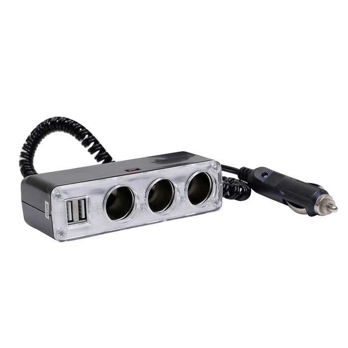 Streetwize Triple Socket Adaptor & Twin USB - 12V