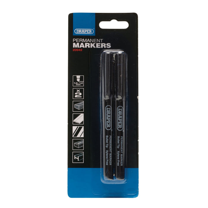 Draper Marker Pens, Black (Pack of 2) 20942 Draper  - Dynamic Drive