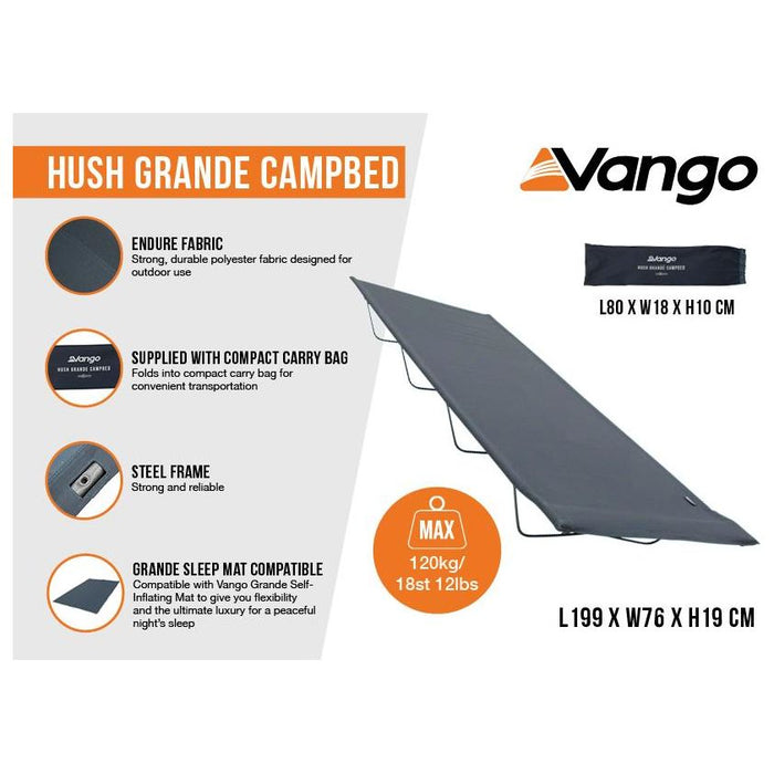 Vango Hush Grande Campbed Lightweight Foldable Compact Camp Bed Vango  - Dynamic Drive