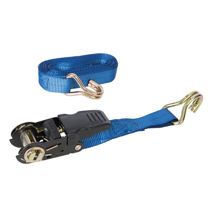 Silverline Rubber-Handled Ratchet Tie Down Strap J-Hook 4.5m x 25mm - Rated 350kg