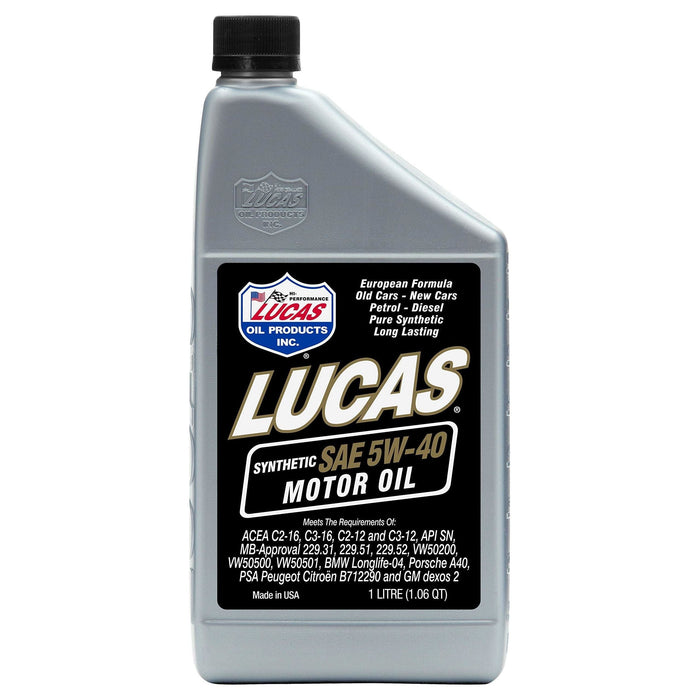 Lucas Oil Fully Synthetic 5W40 Motor Oil 1 Litre 10186 Lucas  - Dynamic Drive