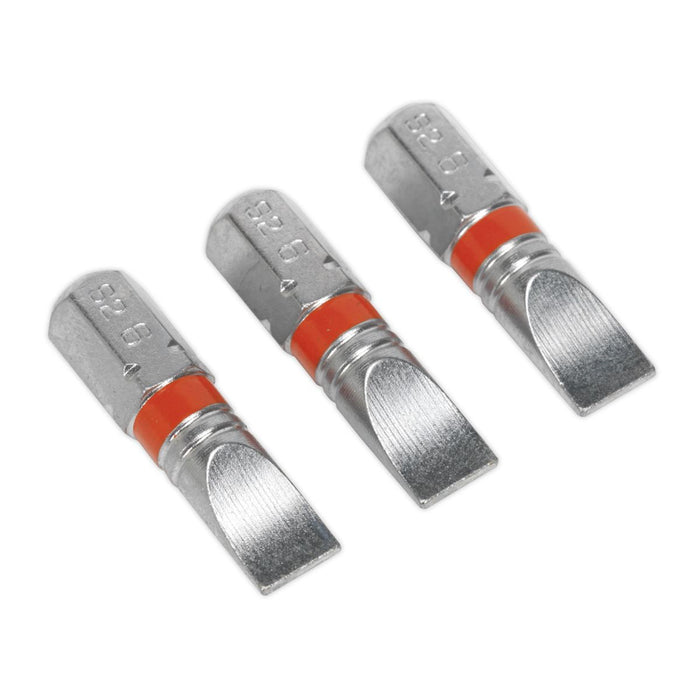 Sealey Power Tool Bit Slotted 6mm Colour-Coded S2 25mm Pack of 3 AK210509