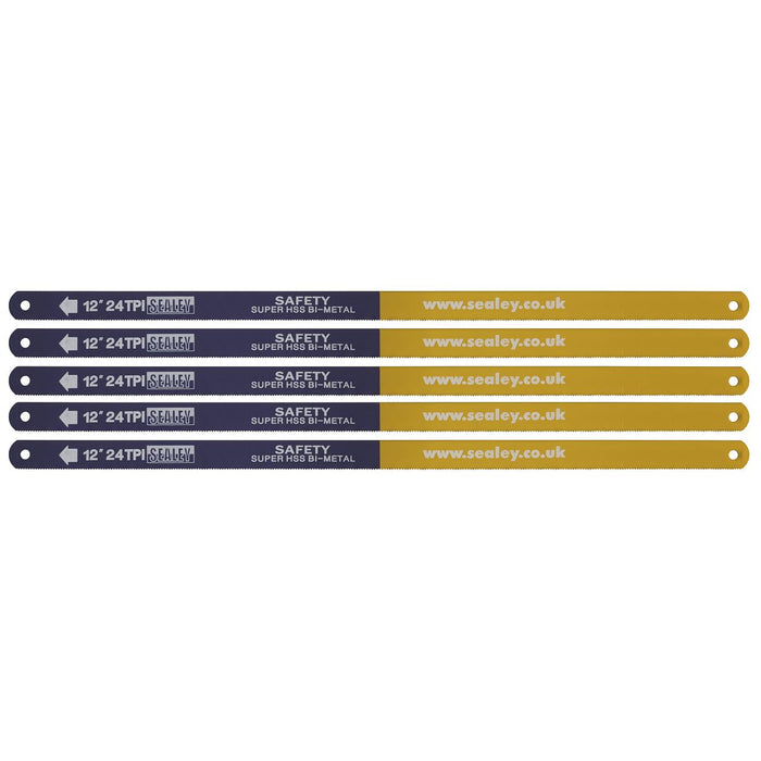 Sealey Hacksaw Blade 300mm HSS Bi-Metal 24tpi Pack of 5 HSB0524 Sealey  - Dynamic Drive