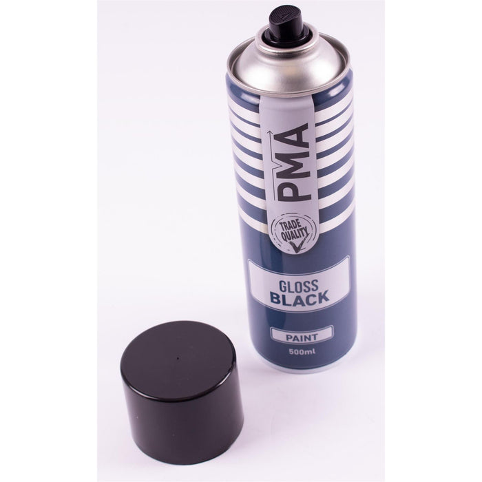 2x AUTOTEK Professional Gloss Black 500ml Spray Paint High Coverage Autotek  - Dynamic Drive