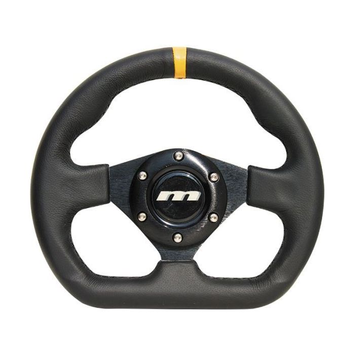 250mm Leather 3 Spoke Sports Steering Wheel Flat Bottomed M Range Blank Centre Mountney Classic  - Dynamic Drive