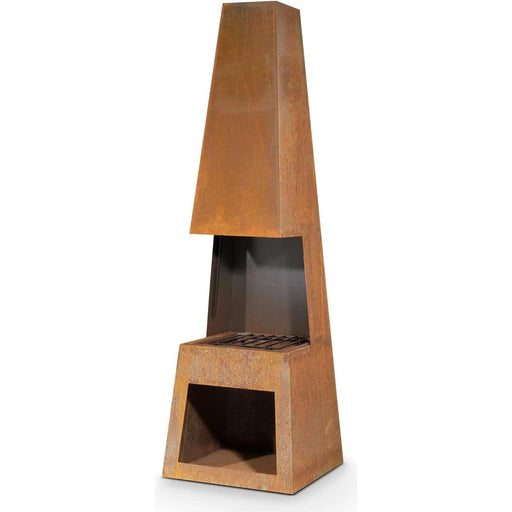 Dellonda Outdoor Chiminea Fireplace Heater Firewood Storage - Corten Steel Dellonda  - Dynamic Drive