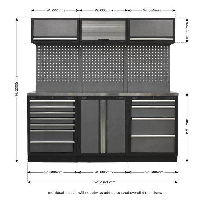 Sealey Superline Pro 2.0m Storage System Stainless Worktop APMSSTACK07SS