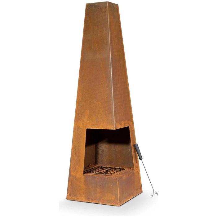 Dellonda Chiminea Wood Burner Heater for Outdoors W45cm x H150cm Corten Steel Dellonda  - Dynamic Drive