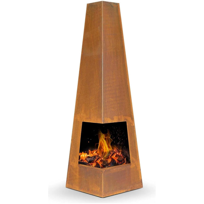 Dellonda Chiminea Wood Burner Heater for Outdoors W45cm x H150cm Corten Steel Dellonda  - Dynamic Drive